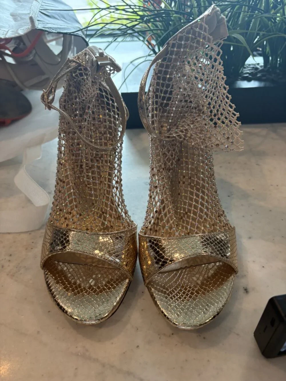 Gold Mesh Stylish Heels